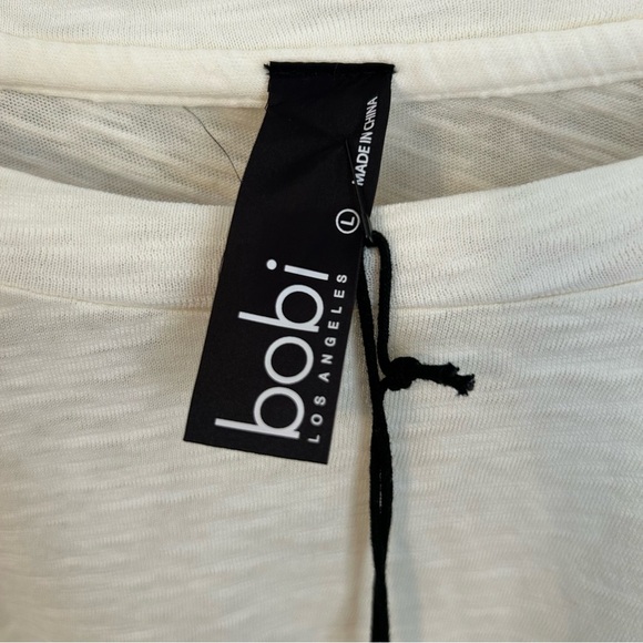 NWT, Bobi Los Angeles Women’s Long Sleeve 100% Cotton Top in Macadamia, Large - Picture 4 of 8